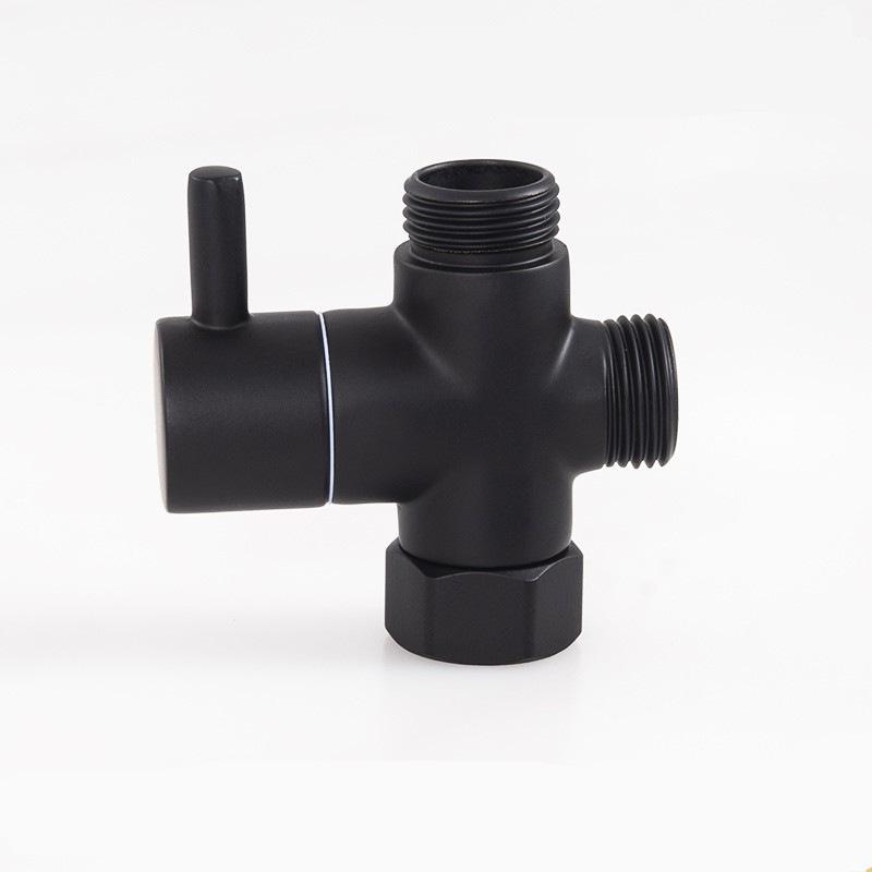 Black All-Copper Quick-Open Three-Way Water Splitter Valve for Showers