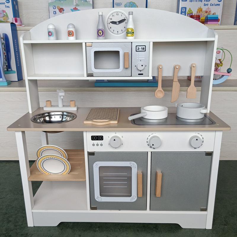 

Wooden Play Kitchen Set for Kids: Pretend Cooking Toys for Boys and Girls