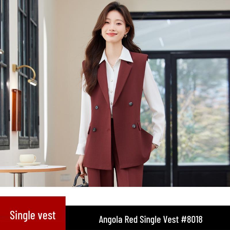 Women's Black Suit Vest Set for Spring/Autumn 2024: Professional Sleeveless Jacket for Formal and Hotel Workwear