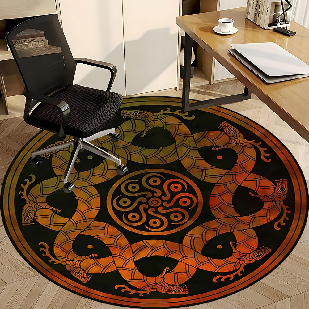 1pc Serpent Mandala Office Round Area Rug, Under Office Chairs Bedroom Living Room Home Decor, Room Deco, Available in Various Sizes