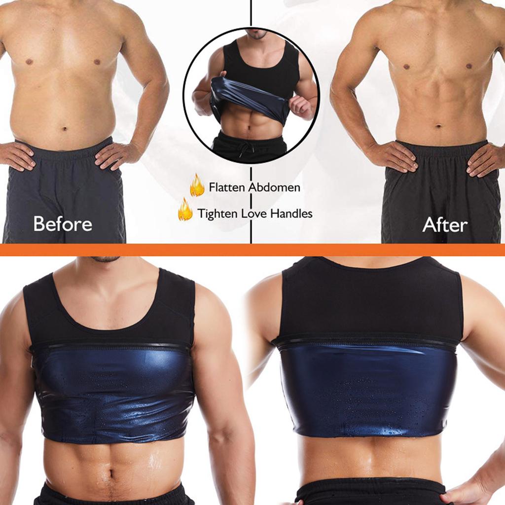 Men's Sweat Sauna Vest Slimming Tank Top Fitness Body Shaper Compression Shirt for Workout Training and Weight Loss Support
