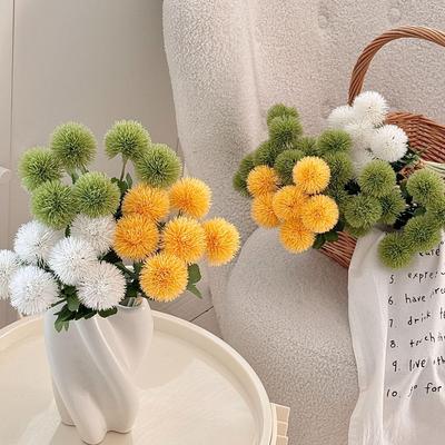 Dandelion Pompon Allium Artificial Flowers - 6 Pieces for Home Decor and Wedding Bouquets