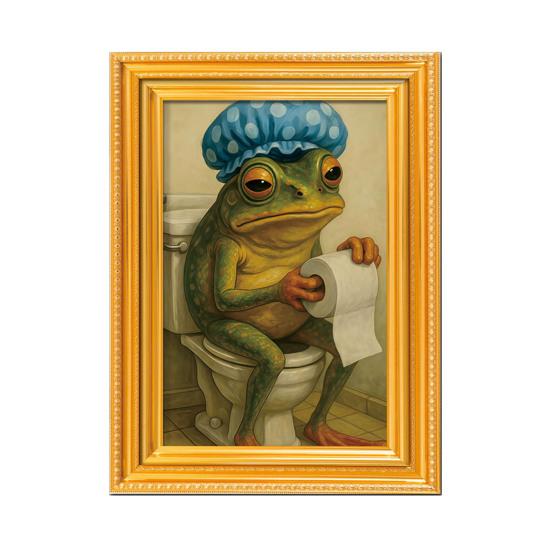 1/6Pcs Abstract Frog Refrigerator Magnet Vintage Cartoon Green Frog Fridge Magnet with Frame Home Kitchen Office Decoration