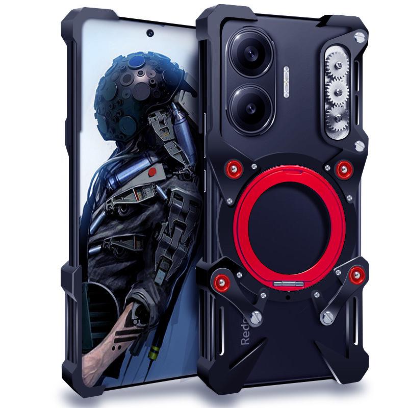 Compatible Metal Protective Case with Rotating Stand for Redmi Turbo3 and Turbo4 Series Redmi Turbo4 чёрный