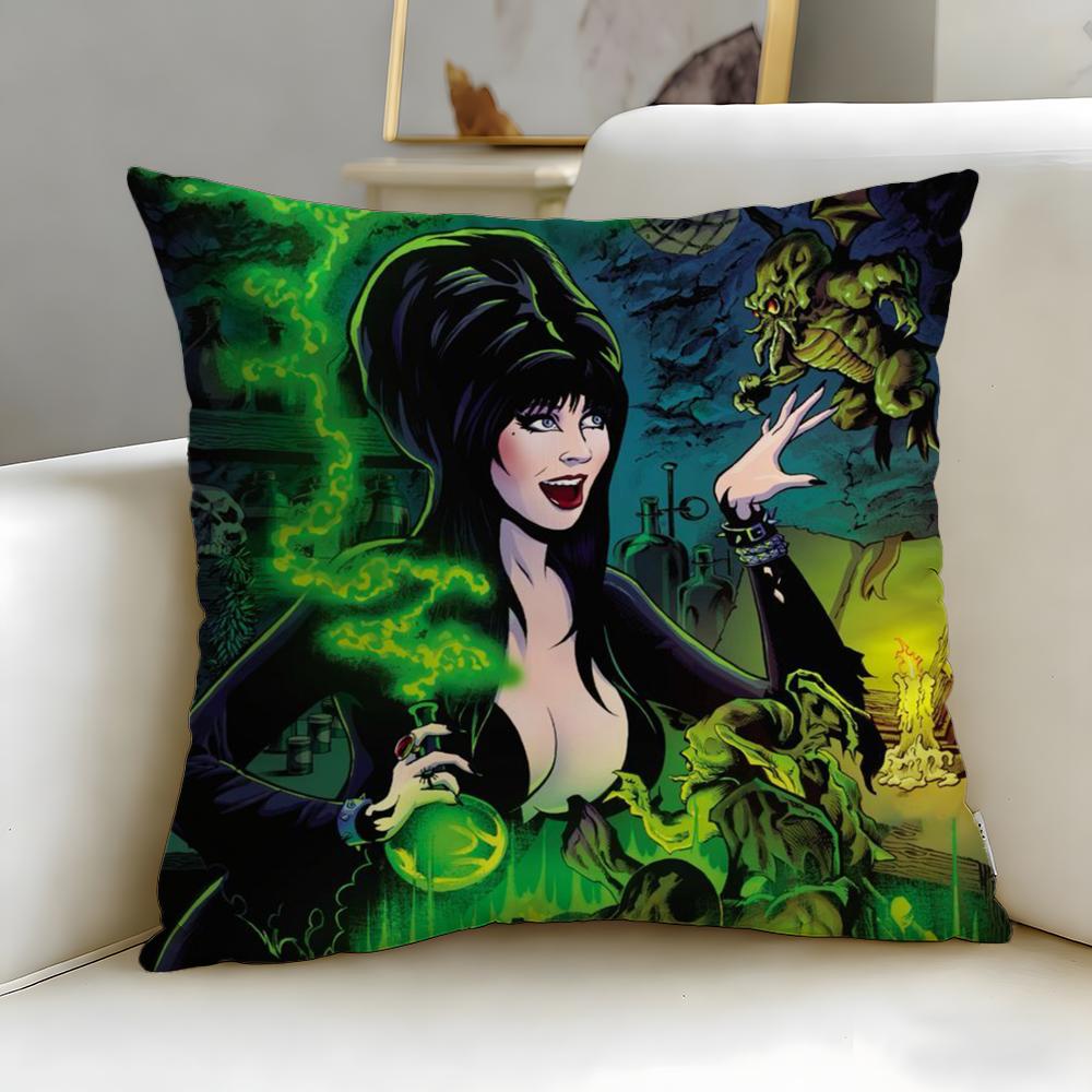 classic movie character Elvira Cushion Cover Soft  EasyWash Pillow Case  Versatile for Couch Bed Travel and Office