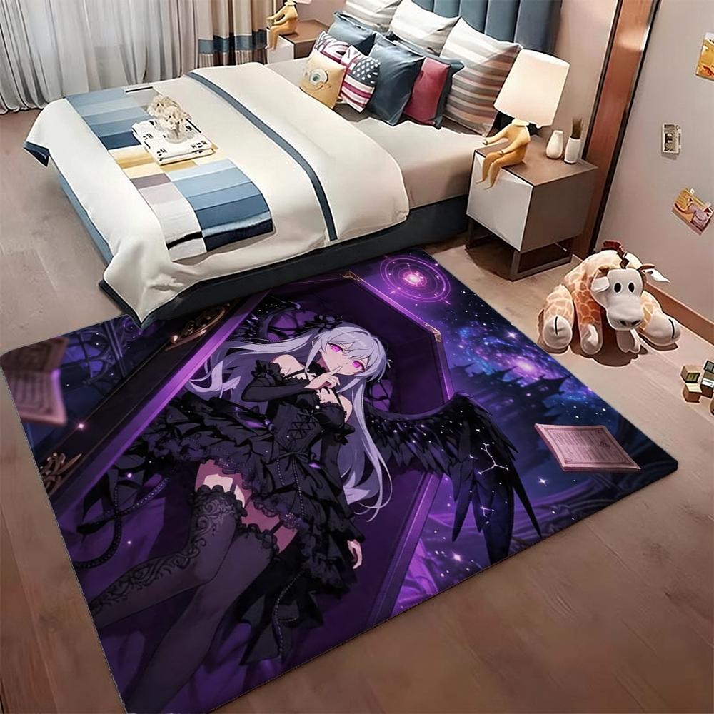 Twin Catgirls Black Lingerie Printed Rug Thick Nonslip Carpet For Gaming Room Study Living Room Home Party Decor Christmas Gift