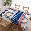Independence Day Flower Wreath Waterproof Rectangular Tablecloth Red Blue Flower Star USA Flag Tables Cover for Dinner Kitchen