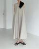 Korean Sleeveless Loose Fit Cotton Linen Dress with Wide Hem