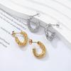 2025 European Style Titanium Steel Earrings for Women: High-End, Hammered Texture Ear Studs, Fashionable and Versatile Jewelry
