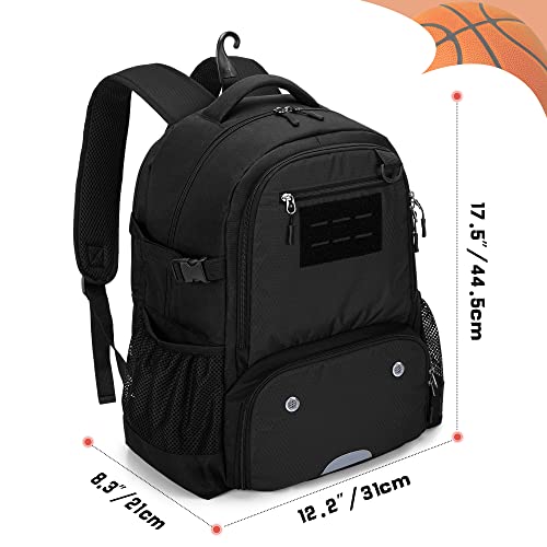 [DSLEAF] Basketball Backpack for Juniors, Basketball Backpack for Club Activities, Ball Storage, Soccer Backpack, Student/Adult (Black)