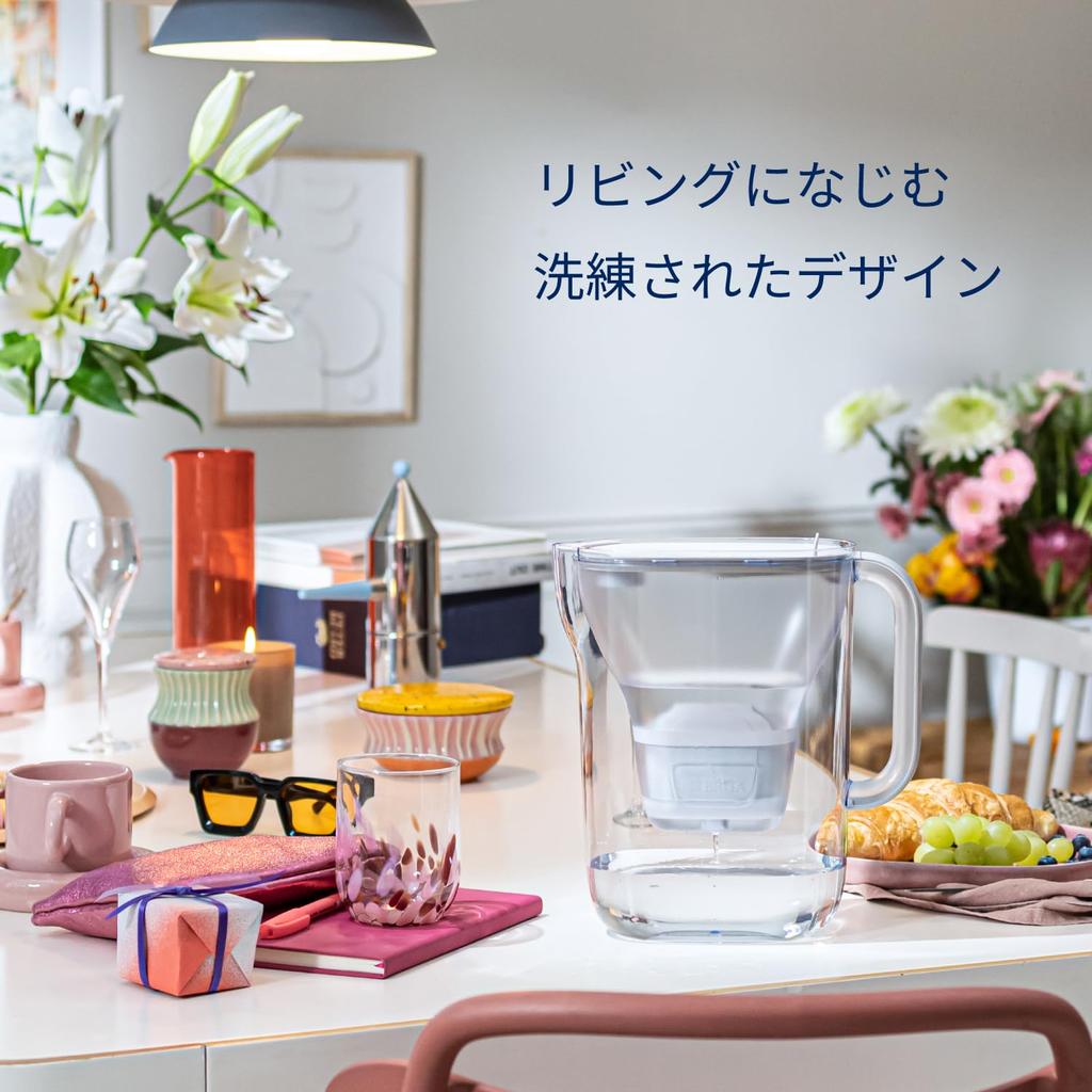 Brita Water Filter, Pitcher Type, PFOS/PFOA Removal Tested, Filtered Water Capacity: 1.26L (Total Capacity: 2.4L) [Genuine Japanese Product] Style Ess