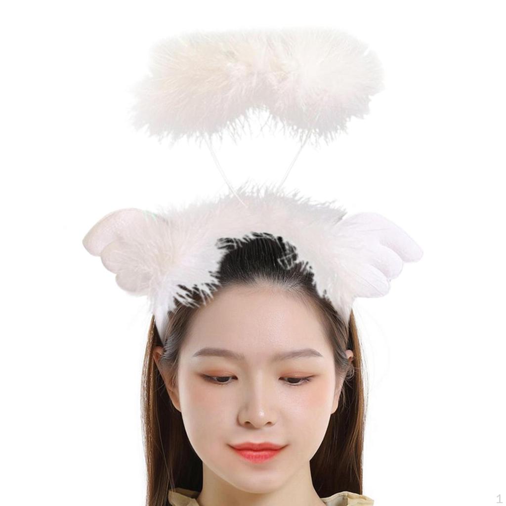 Angel Headband Hair Band Cute Headdress Devil Cosplay Headwear Feather for Photo Props