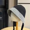 Outdoor Eaves Knitted Strap Versatile Bucket Hat Casual Color Matching Autumn and Winter Windproof Warm Face Small Wool Basin Hat