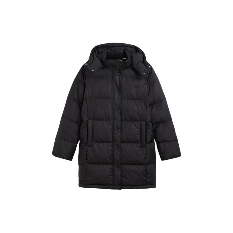 Levis Solid Color Hooded Long Sleeve Drawstring Down Jacket Women outerwear Black A0683-0000