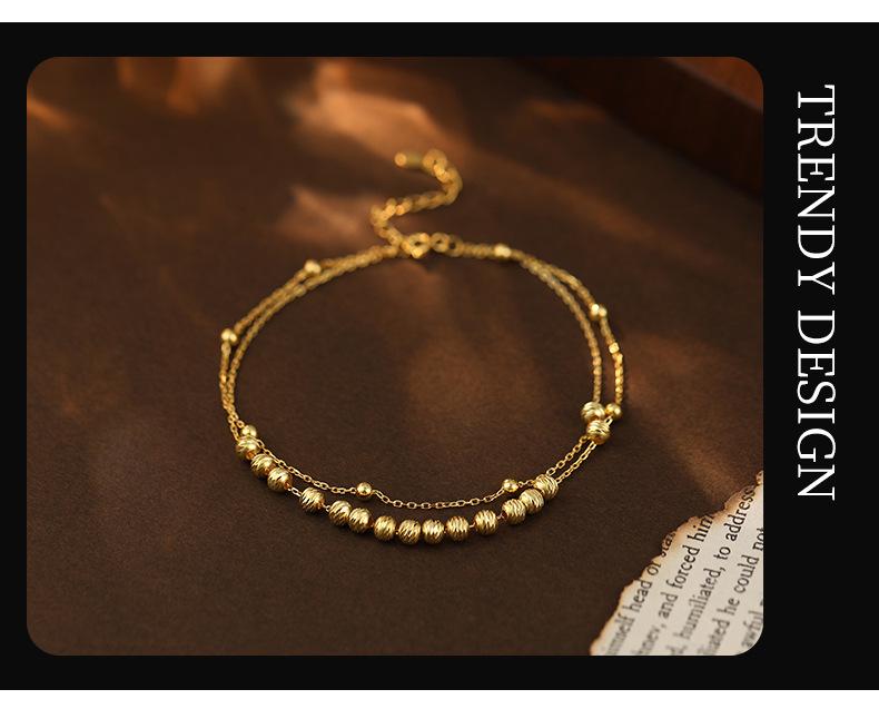 Banyan Tree 2024 Double Layer Silver Bead Anklet - Women's Classic & Sexy Summer Foot Accessory
