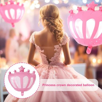 12Pieces Wicked Birthday Party Supplies with Black Witch Hat Balloons and Pink Princess Crown Balloons for Festive Decor