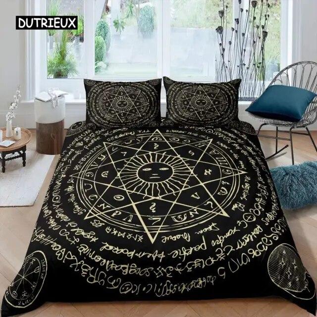 Sun Moon Duvet Cover Set Queen Microfiber Bohemian Black and White Print Yin Yang Comforter Cover Galaxy Star Twin Bedding Set Three Piece Set
