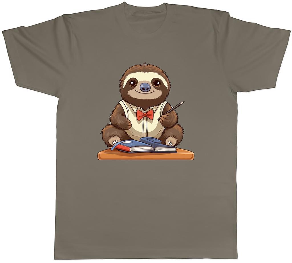 Sloth at School Unisexs TShirt Studying Back to School Nursery Unisex Tee Gift