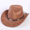 Popular European and American classic suede western cowboy hat men's and women's fashion LO style peach heart cowboy hat