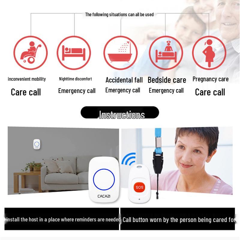 Wireless Elderly Call Button: Long-Distance Remote for Emergency Assistance and Patient Alerts