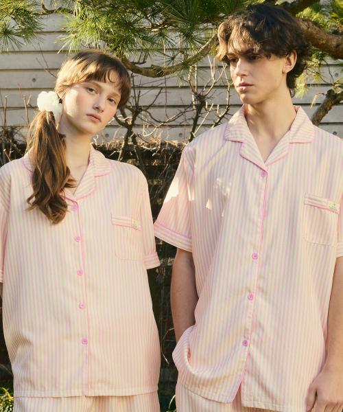 [Pink Zone] Rose Quartz Short Sleeve Collar Pajama Set [Shipped from Korea] 100% Authentic