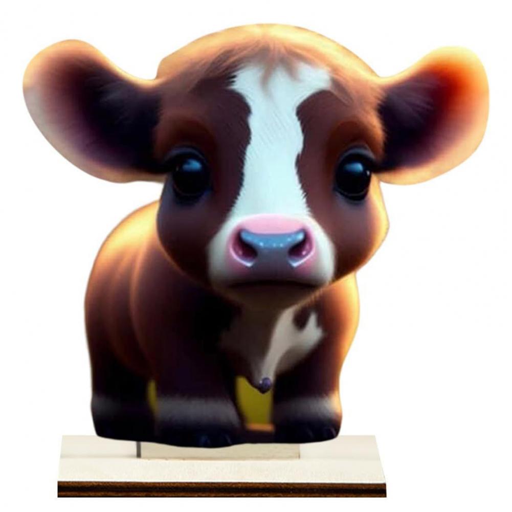 Christmas Ornament Holiday Decoration Ornament Adorable Cartoon Highland Cow Wooden Home Table Ornament with Fine Workmanship