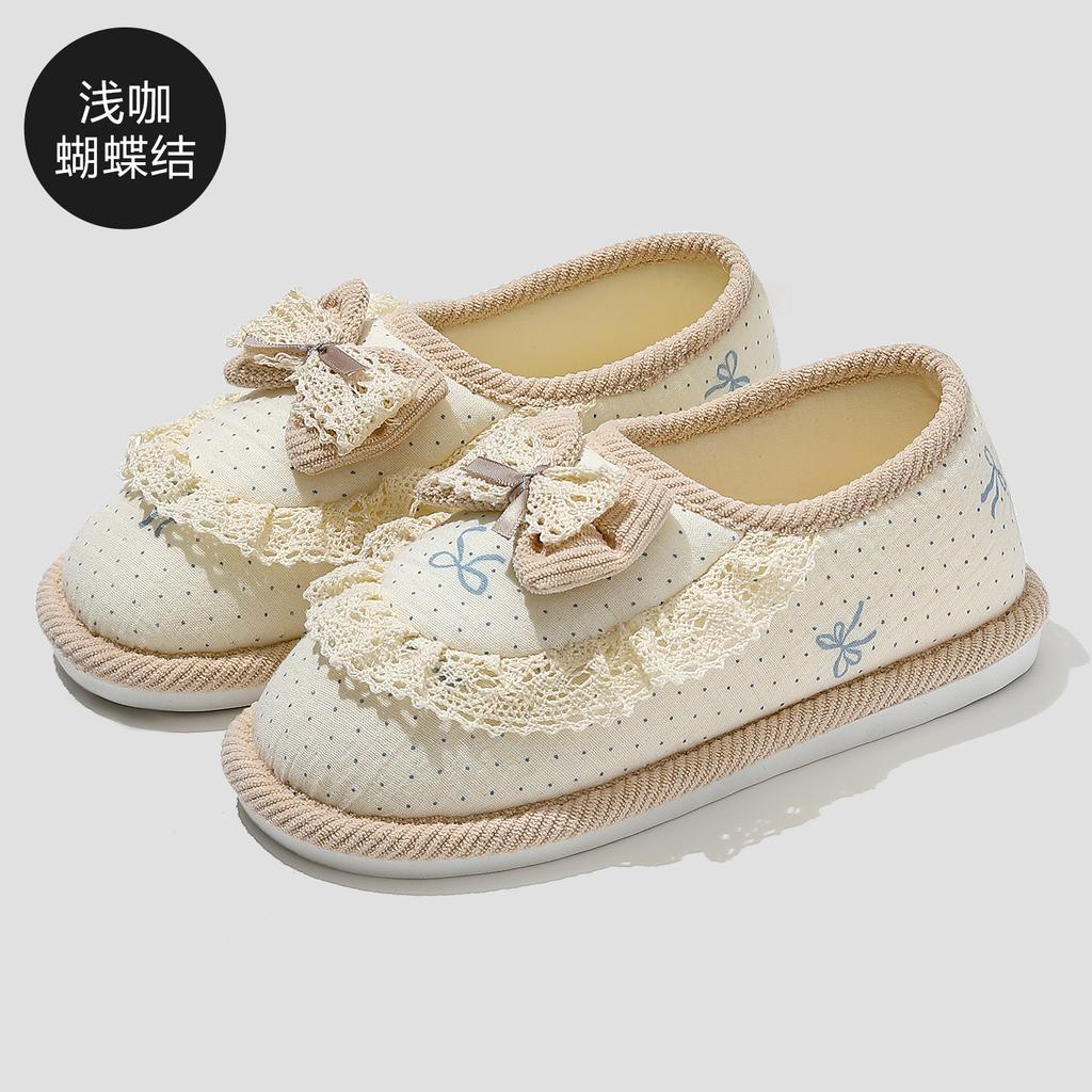 Shoes Spring Autumn and Summer New Pregnant Women Home Soft Bottom Breathable Sweat Bag and Cotton Slippers Autumn and Winter Wear