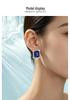 Zhou Hengfu S925 Sterling Silver Rectangular Sapphire Earrings for Women - Elegant Light Luxury Fashion.