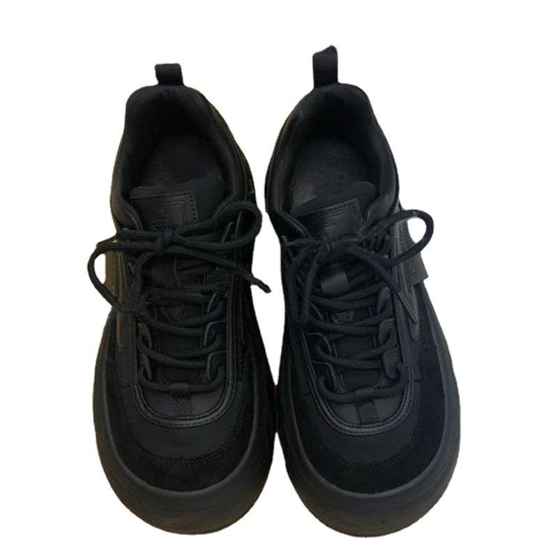 Platformowe buty tatusiowe duża głowa czarne brzydkie urocze chleb damskie nowe wiosna i jesień popularne w tym roku muffin