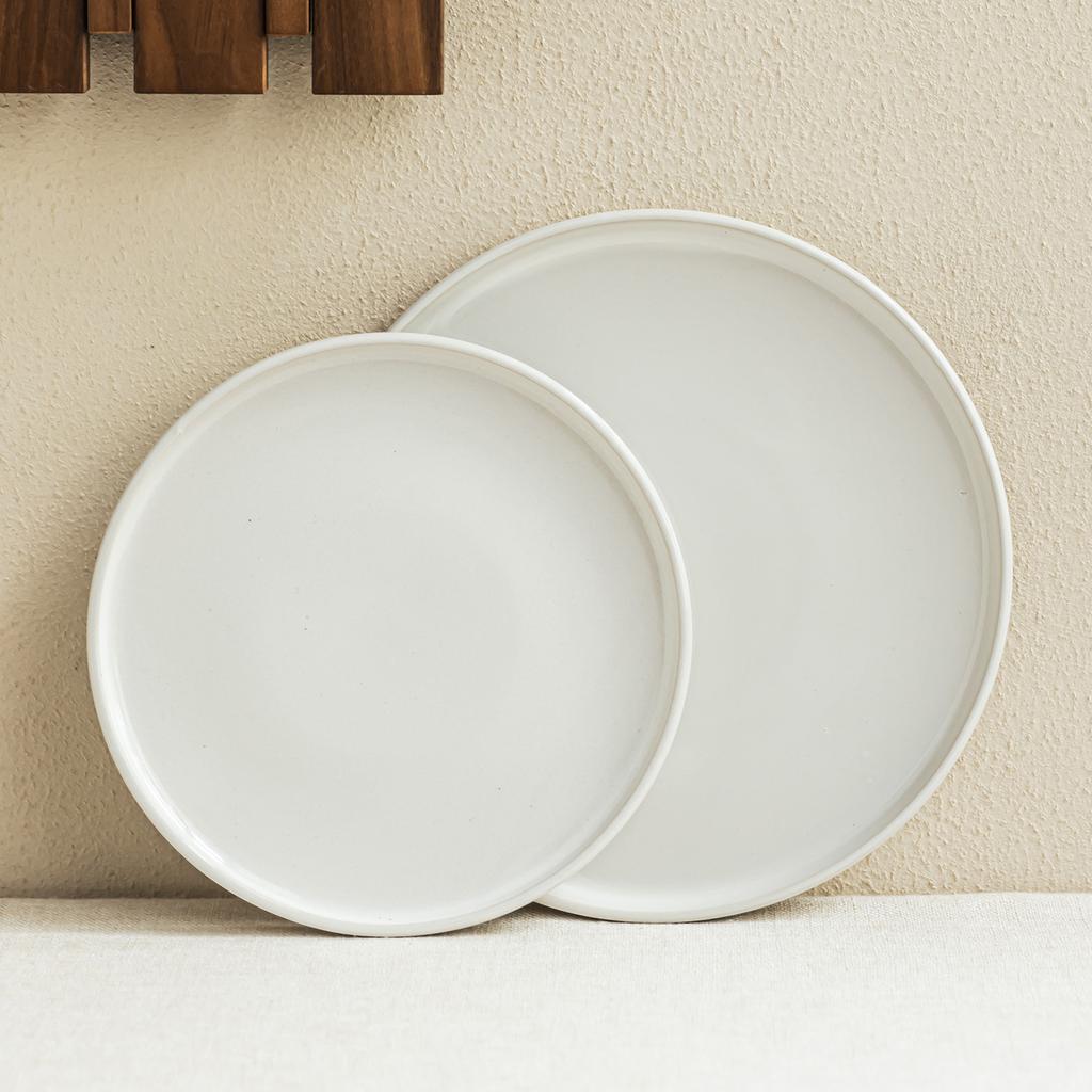 Large White Plate Simple Solid Color Ceramic Plate Household Vegetable Plate Round Plate Dining Plate Restaurant Plate Steak Plate