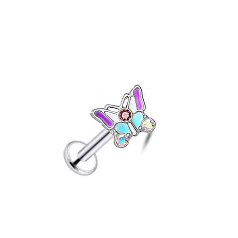 Разноцветные серьги-бабочки, серьги Цветы из нержавеющей стали, кольца в пупке нос нос нос нос