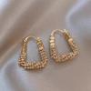 Diamond U-shaped Gold Broken Silver Splicing Ear Buckle Light Luxury Bag Shape Design Earrings Temperament Earrings