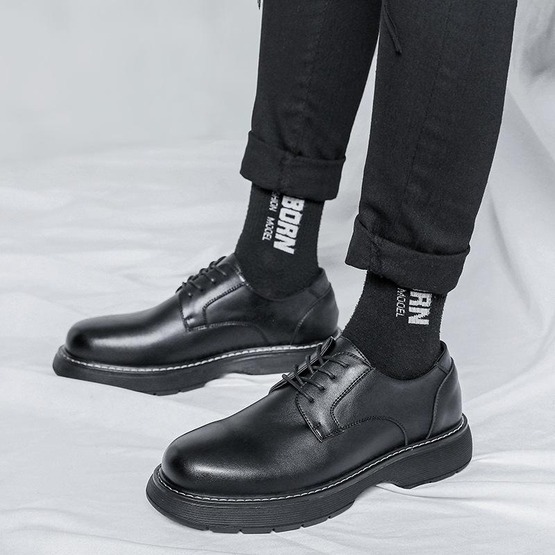 Small Leather Shoes Men'S British Trendy Business Dress Round Head Korean Version Big Head Low Top Martin Shoes 86235-R