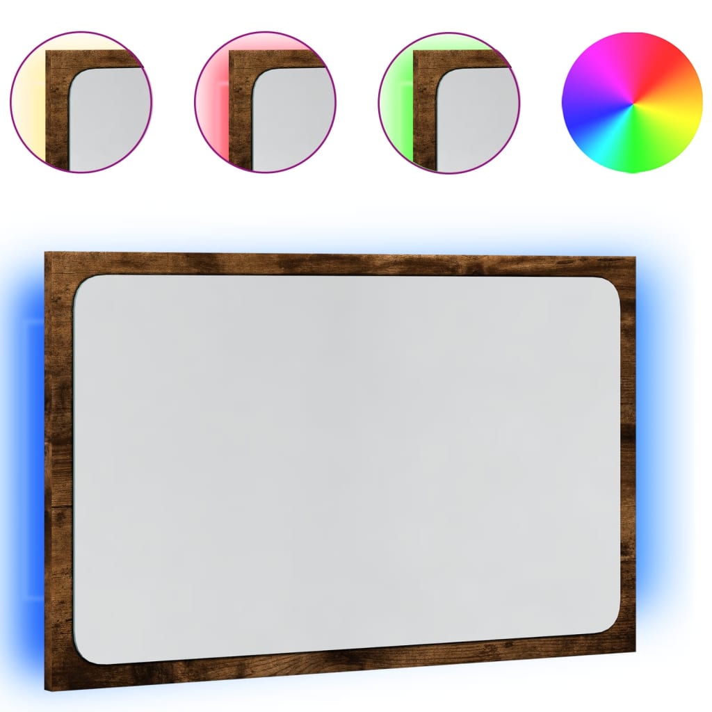 LED Bathroom Mirror in Sonoma Oak 60 x 8.5 x 38 cm Engineered Wood
