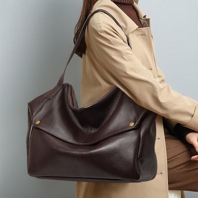 New Winter Large Capacity One-shoulder Leather Bag European and American Style Soft Pitot Bag Simple Casual Women