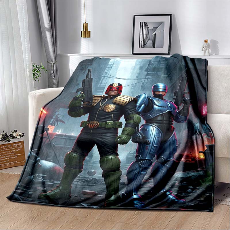Dredd Judge Helmet Fire Movie Poster Print Soft Flannel Throw Blanket Warm Sofa Couch Bed Home Decor Cover For Action Fans