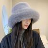 Solid Color Faux Fur Bucket Hat Imitation Fur Winter Fluffy Hat Fluffy Fur Fisherman Hat  Winter
