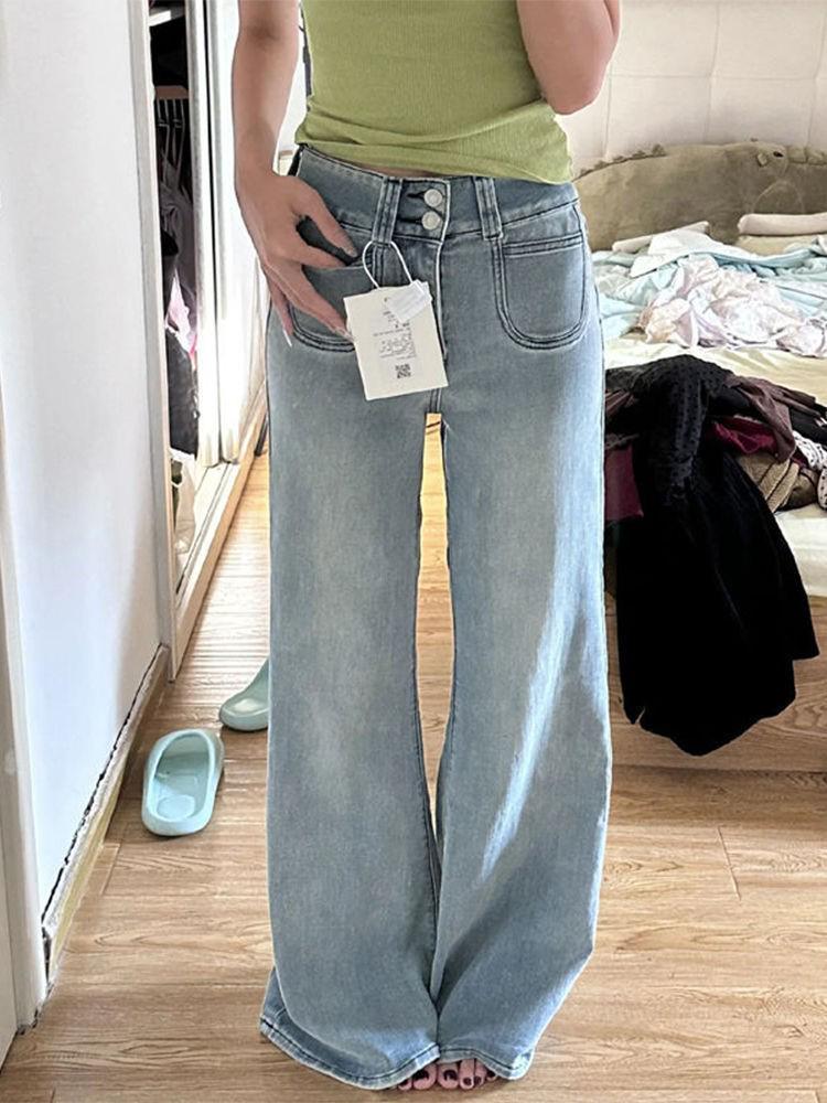 Jeansi evazați cu talie înaltă pentru femei - Vară 2025 Stil subțiere Pantaloni nouă sferturi