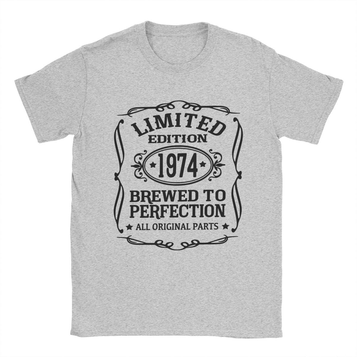 

Men Brewed To Perfection 1974 T Shirt Birthday Gift 50 Years Old 100% Cotton Clothes Funny Tee Shirt Plus Size T-Shirts L