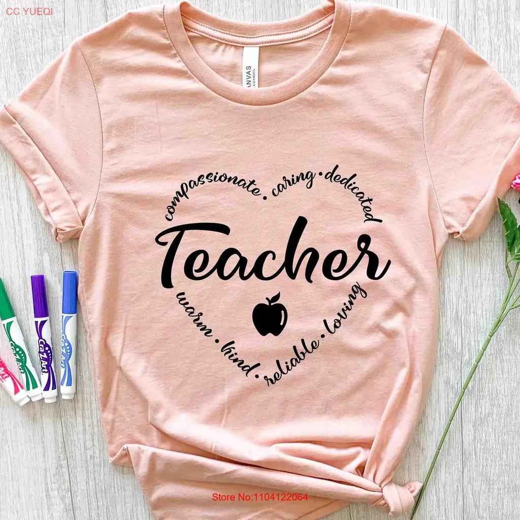Teacher Compassionate Caring Dedicated T Shirt Teachers Day For Appreciation Vintage Homme Breathable Graphic