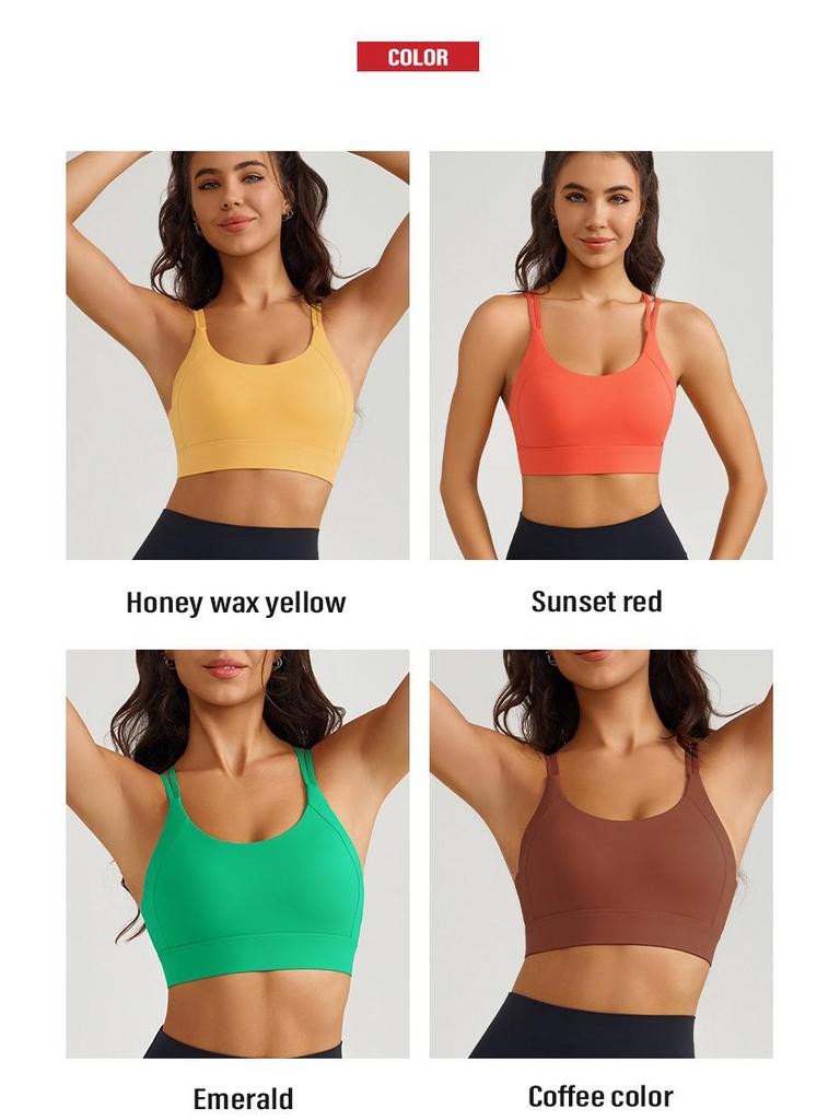 Women's Cross-Back Sports Bra with Thin Straps - Shock-Absorbing and Comfortable Yoga Fitness Wear with One-Piece Cup