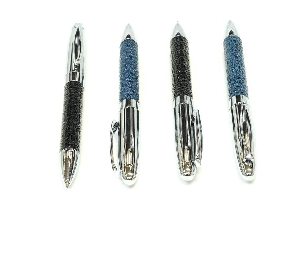 Genuine Brass Rotating Ballpoint Director in Premium Gift Black 2-Pack Leather-Wrapped Pens, Style, Box, K7-PD03-2-B