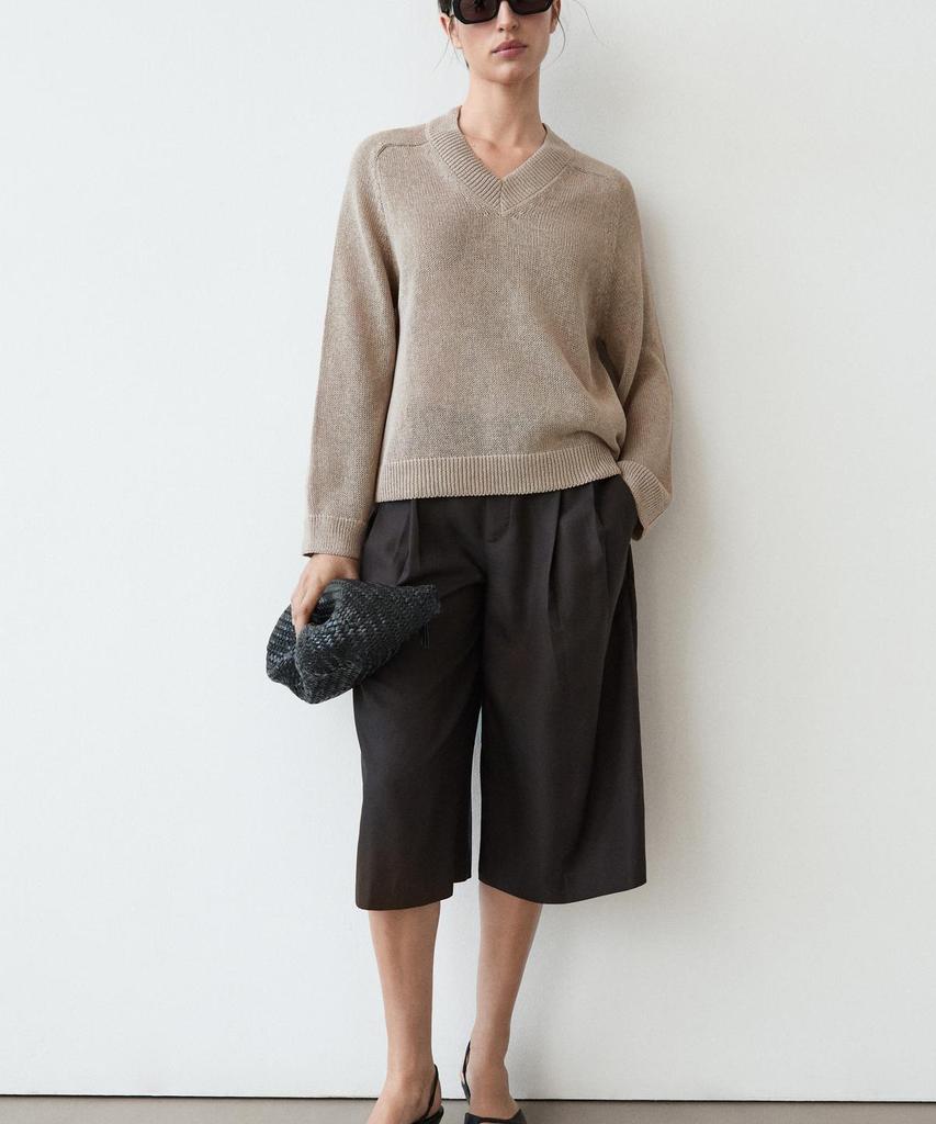 Masimodutti Cotton Blend V-Neck Knit Sweater