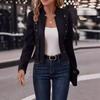 Autumn Women's Solid Color Double Breasted Decorative Jacket Deerskin Vintage Long Sleeve Jacket