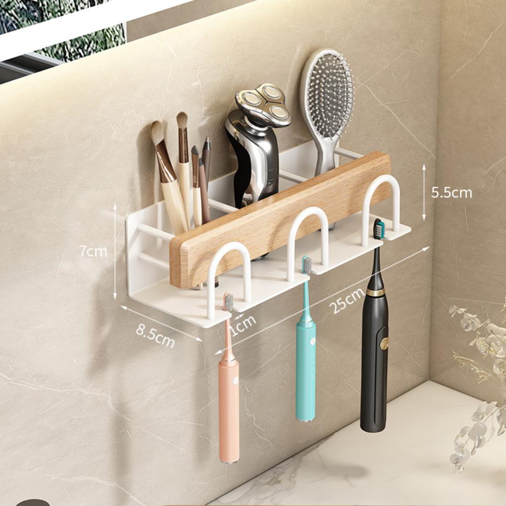 

Дерев яний настінний тримач для зубних щіток без свердління, тримач для зубних стаканів, тримач для ополіскувача для рота для ванної кімнати, полиця для зубної пасти та зубних щіток о