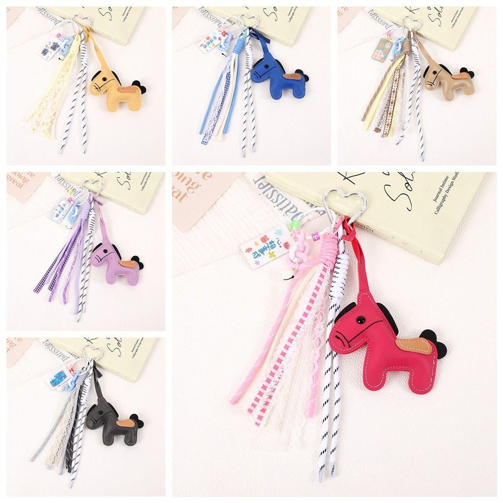 Cartoon Zodiac Pony Bag Pendant Leather Chinese New Year Gift Kawaii Horse Keychain  Backpack