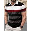 Stylish Striped Short-sleeved Polo Shirt, Versatile and Comfortable for Daily Wear.