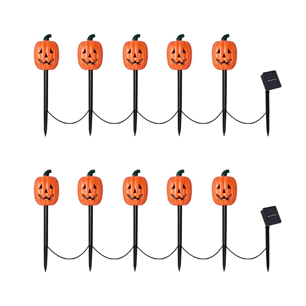 2pcs Halloween Solar Powered Ground Stake Lights Outdoor Decorative Ghost Shape Garden Pathway Lighting with Solar Panel and Stakes
