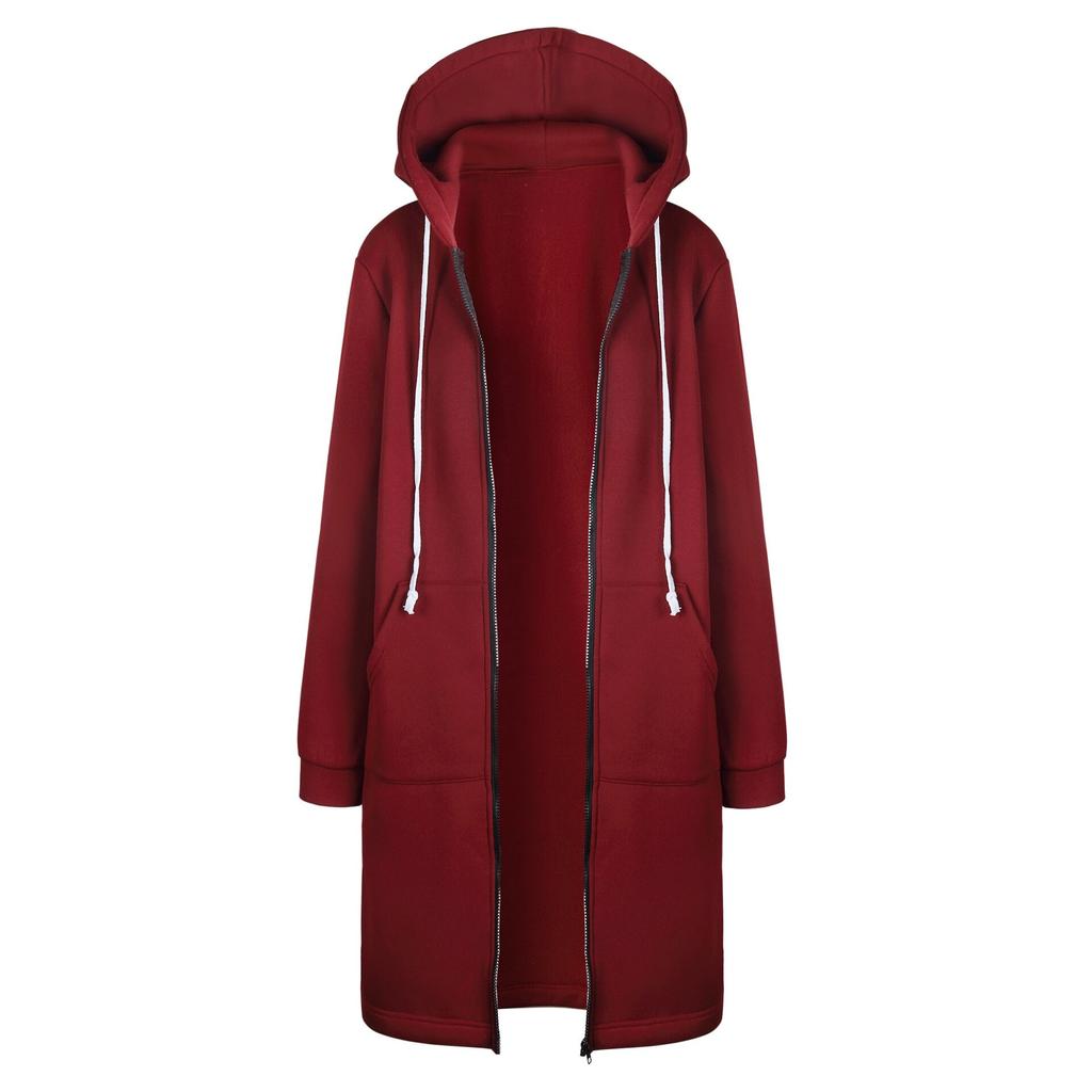 2022 herbst Winter Verdickung Casual Frauen Lange Hoodies Sweatshirt Mantel Zip Up Outer Mit Kapuze Jacke Taschen Outwear Tops
