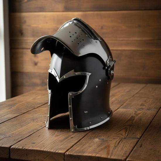 Barbuta Helmet: Functional Barbute Helmet ,free wooden stand
